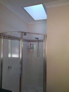 Bathroom with skylight.