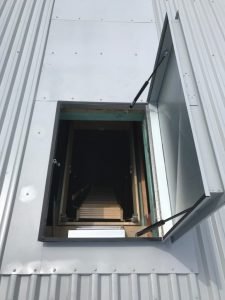 Hatch in roof.