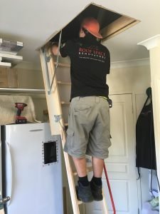 Man on Attic Ladder.