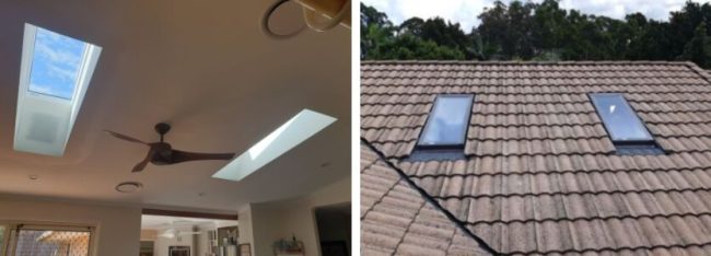 Skylights-Sunshine-Coast Inside and Outside view of skylight.