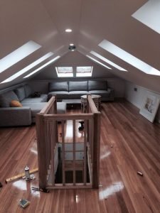 Living room in attic.