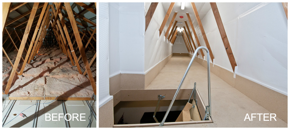 Before and After Clean Attic Storage.