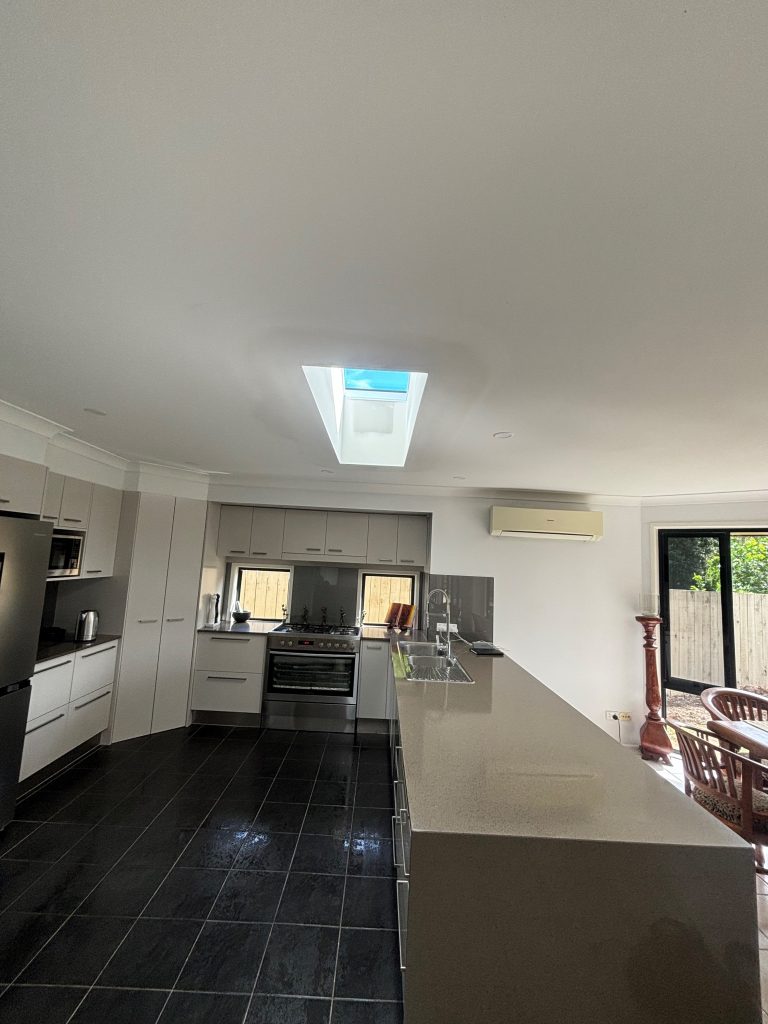 Single skylight installed above kitchen bench in Brisbane home