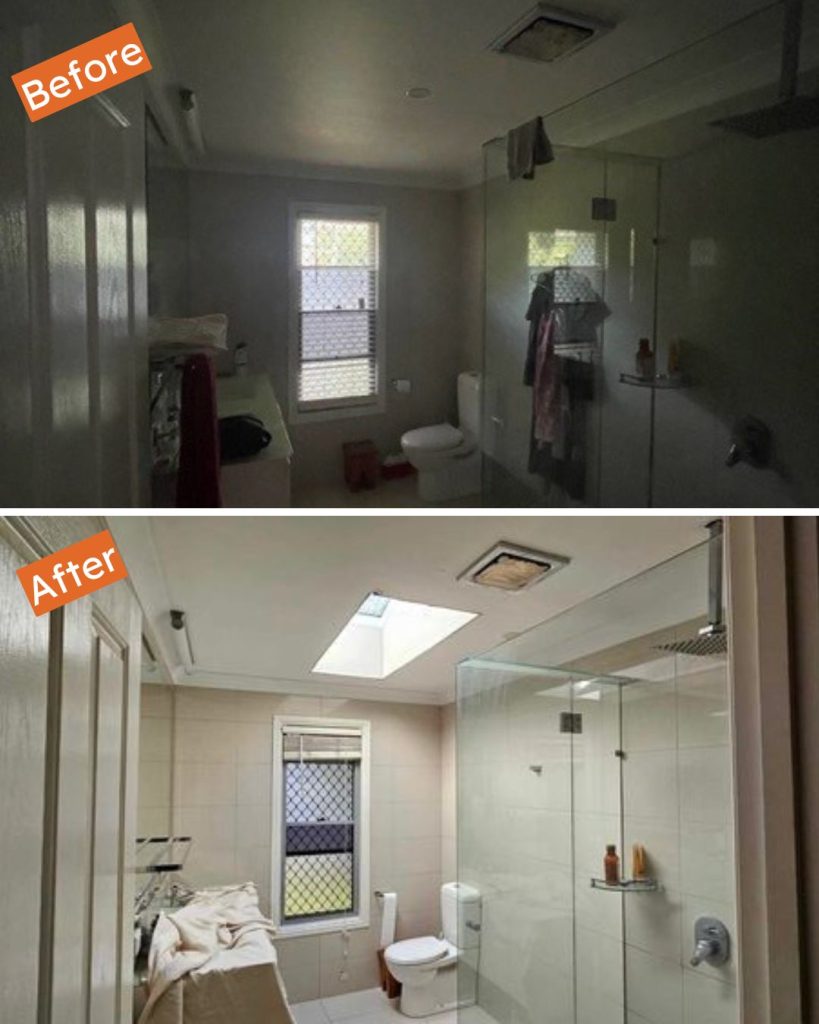 Skylight brightening a dark room in Brisbane home
